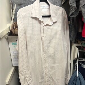 Mizzen+Main Men's Plaid Dress Shirt - Cream and Red